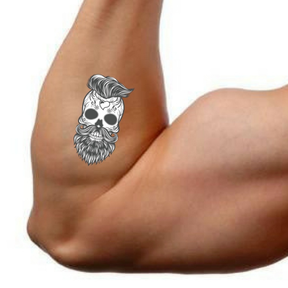 Modern-Tats Skull Beard Temp Tattoo